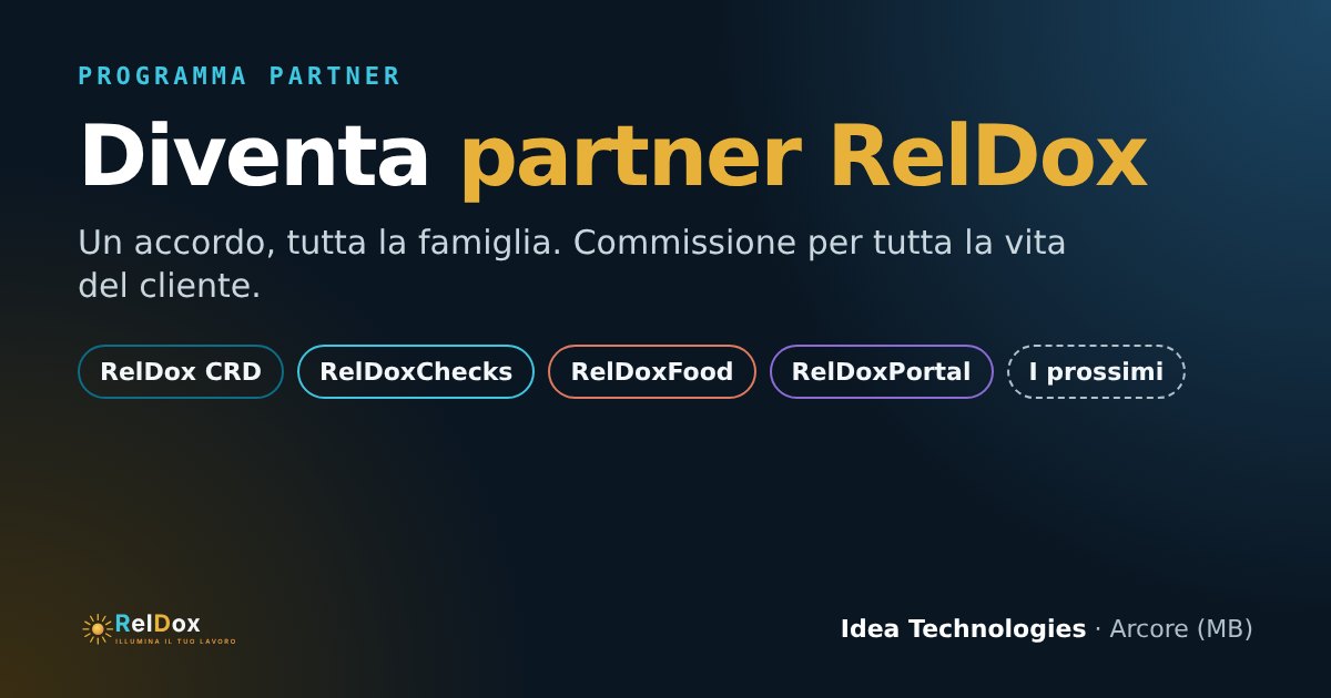 Partner RelDox: un accordo per tutta la famiglia di prodotti RelDox, per consulenti, commercialisti e integratori IT